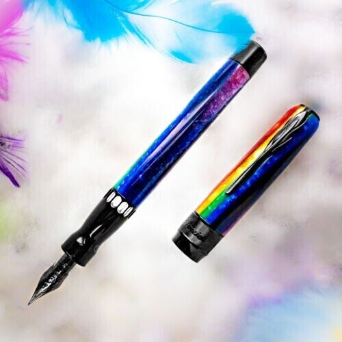 Pineider Arco Limited Edition Rainbow Fountain Pen Brand New In Box 14K EF NIB